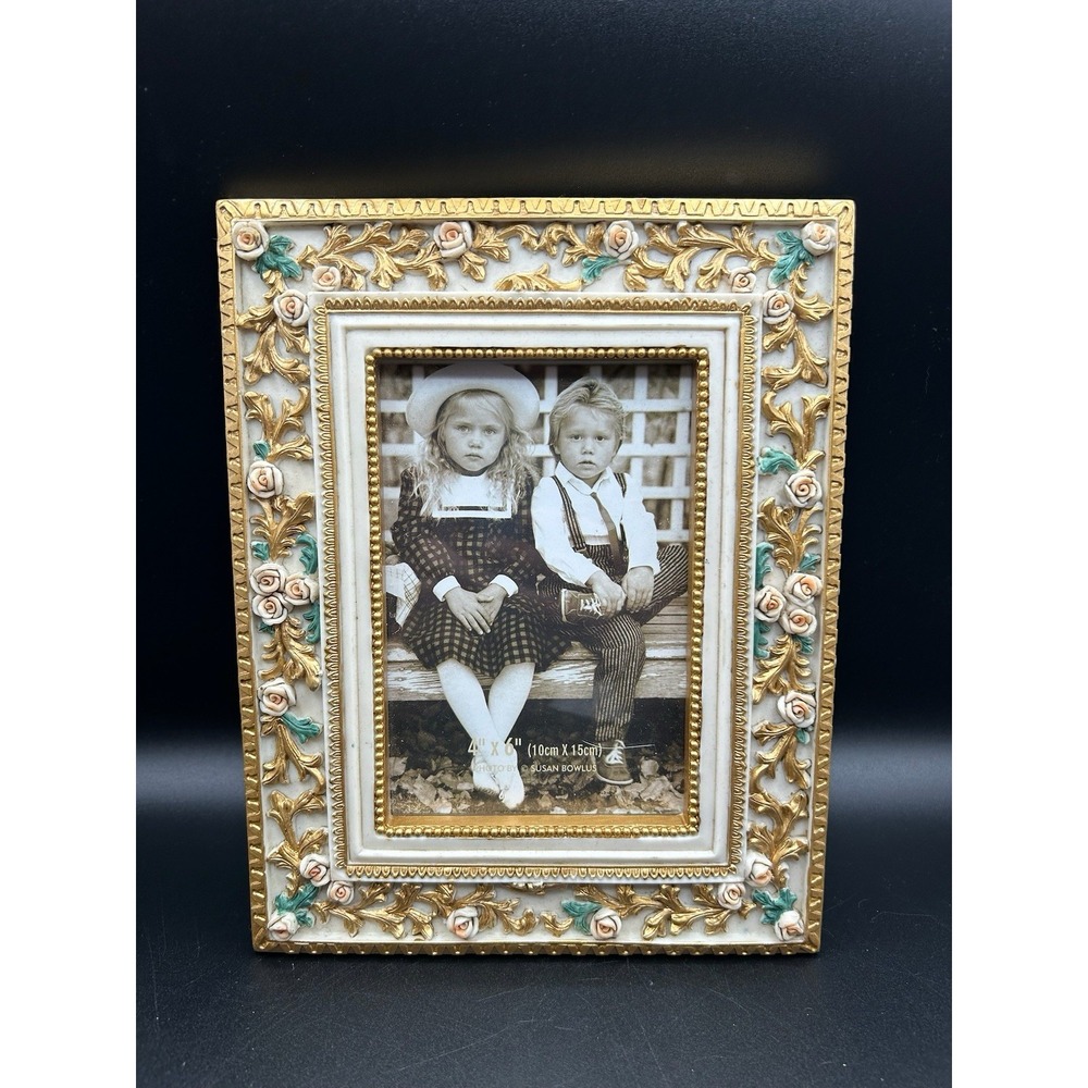 Ornate Picture Frame Golden Rosebud Glam Victorian Photo Frame 3D Resin 4X6